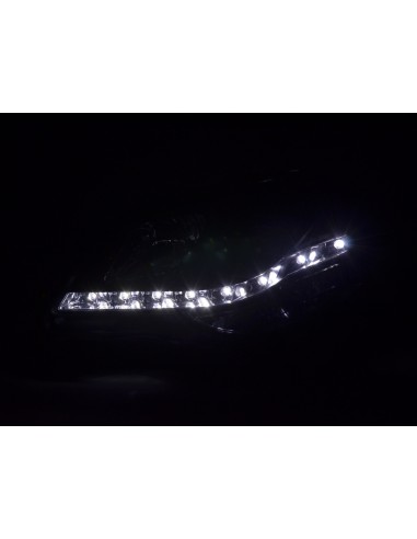 Faro Daylight LED DRL look VW Polo tipo 9N3 05-09 nero per guida a destra