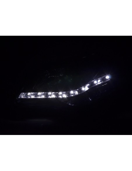 Faro Daylight LED DRL look VW Polo tipo 9N3 05-09 nero per guida a destra