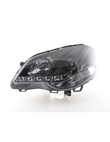 Faro Daylight LED DRL look VW Polo tipo 9N3 05-09 nero per guida a destra