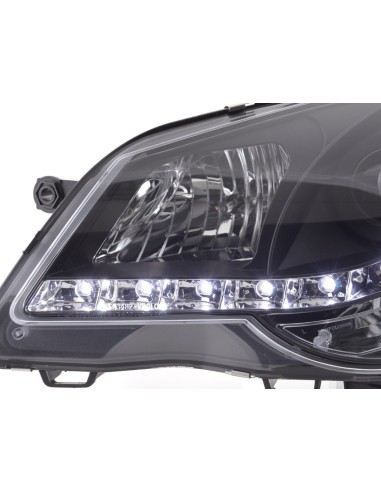 Faro Daylight LED DRL look VW Polo tipo 9N3 05-09 nero per guida a destra