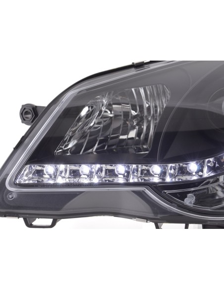 Faro Daylight LED DRL look VW Polo tipo 9N3 05-09 nero per guida a destra