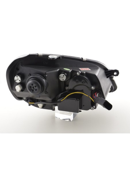 Faro Daylight LED DRL look VW Polo tipo 9N3 05-09 nero per guida a destra