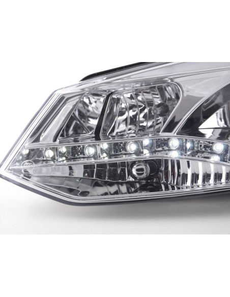 Faro Daylight LED DRL look VW Polo tipo 6R 2010- cromato per guida a destra