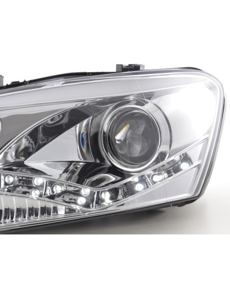 Faro Daylight LED DRL look VW Polo tipo 6R 2010- cromato per guida a destra