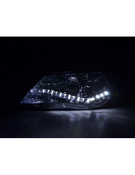 Faro Daylight LED DRL look VW Tiguan 07-11 cromato per guida a destra