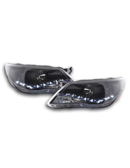 Faro Daylight LED DRL look VW Tiguan 07-11 nero per guida a destra