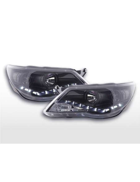 Faro Daylight LED DRL look VW Tiguan 07-11 nero per guida a destra