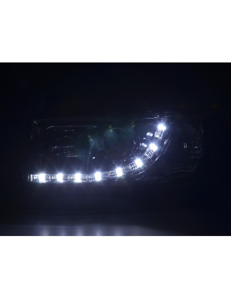 Faro Daylight LED DRL look VW Bus tipo T4 90-96 cromato per guida a destra