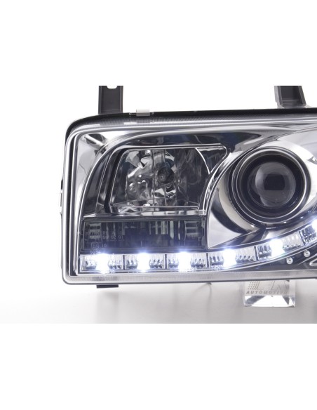 Faro Daylight LED DRL look VW Bus tipo T4 90-96 cromato per guida a destra
