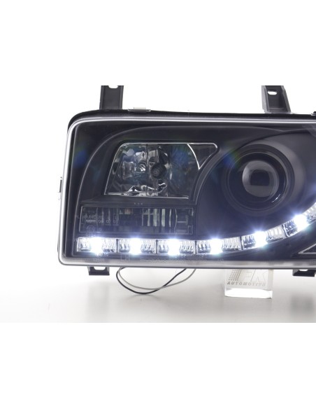 Faro Daylight LED DRL look VW bus tipo T4 90-03 nero per guida a destra