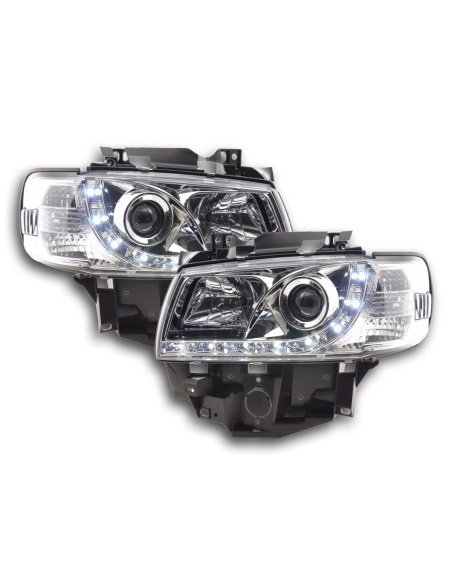 Faro Daylight LED DRL look VW bus tipo T4 96-03 cromato per guida a destra
