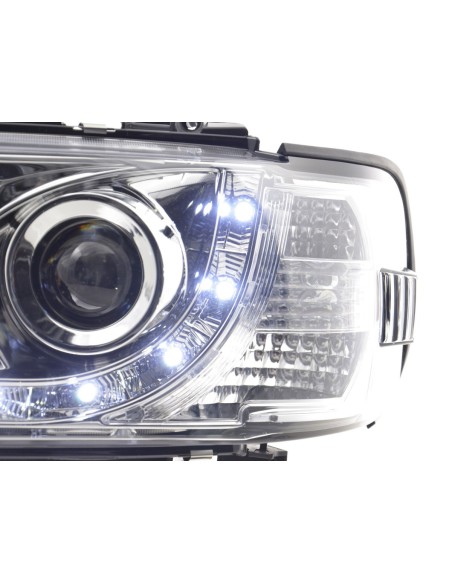 Faro Daylight LED DRL look VW bus tipo T4 96-03 cromato per guida a destra
