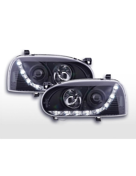 Faro Daylight Luci di marcia diurna a LED VW Golf 3 91-97 nero per guida a destra
