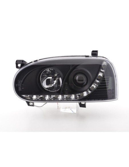 Faro Daylight Luci di marcia diurna a LED VW Golf 3 91-97 nero per guida a destra