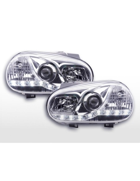 Faro Daylight Luce di marcia diurna a LED VW Golf 4 97-03 cromato per veicoli con guida a destra
