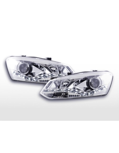 Faro diurno Luci di marcia diurna a LED VW Polo 6R 09- cromato per guida a destra