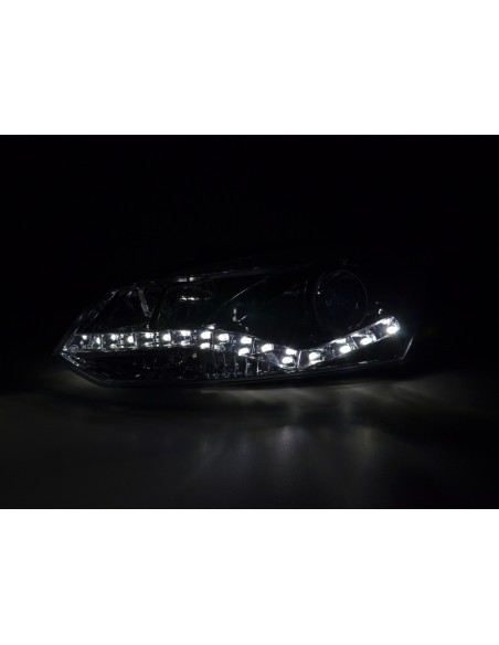 Faro diurno Luci di marcia diurna a LED VW Polo 6R 09- cromato per guida a destra