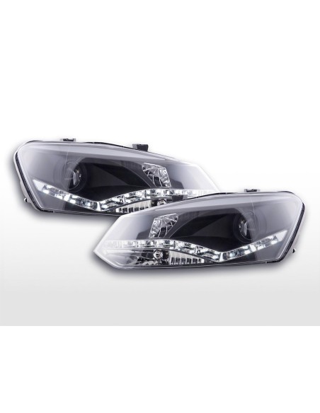 Faro diurno Luci di marcia diurna a LED VW Polo 6R 09- nero per veicoli con guida a destra