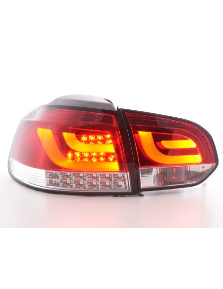 Fanali posteriori a LED set VW Golf 6 tipo 1K dal 2008 al 2012 rosso / trasparente con indicatori LED