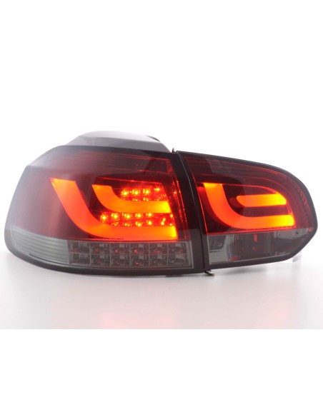 Fanali posteriori a LED set VW Golf 6 tipo 1K dal 2008 al 2012 rosso / nero con indicatori LED