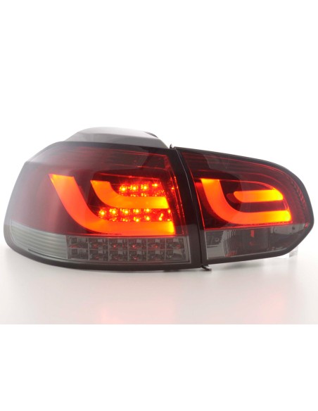 Fanali posteriori a LED set VW Golf 6 tipo 1K dal 2008 al 2012 rosso / nero con indicatori LED