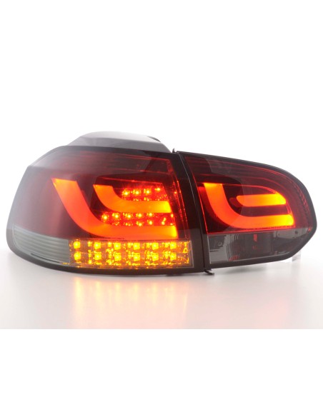 Fanali posteriori a LED set VW Golf 6 tipo 1K dal 2008 al 2012 rosso / nero con indicatori LED