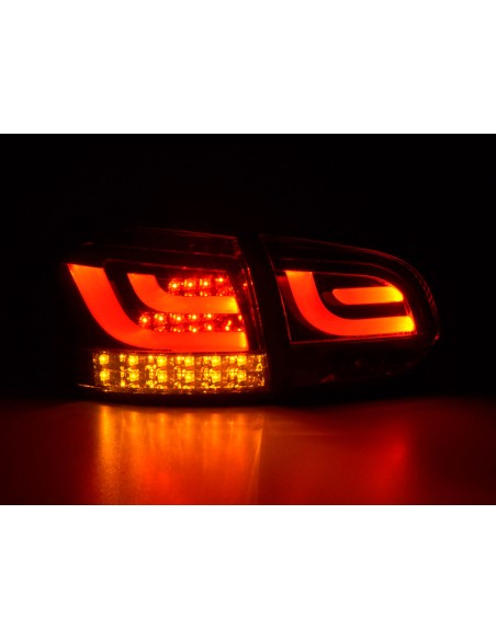 Fanali posteriori a LED set VW Golf 6 tipo 1K dal 2008 al 2012 rosso / nero con indicatori LED