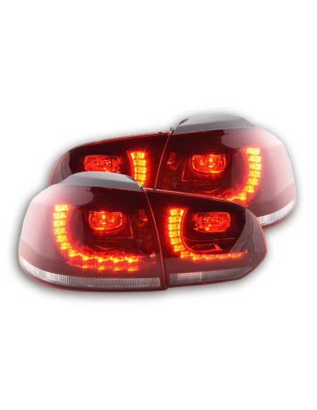 Fanali posteriori a LED set VW Golf 6 tipo 1K 2008-2012 rosso / aspetto GTI trasparente