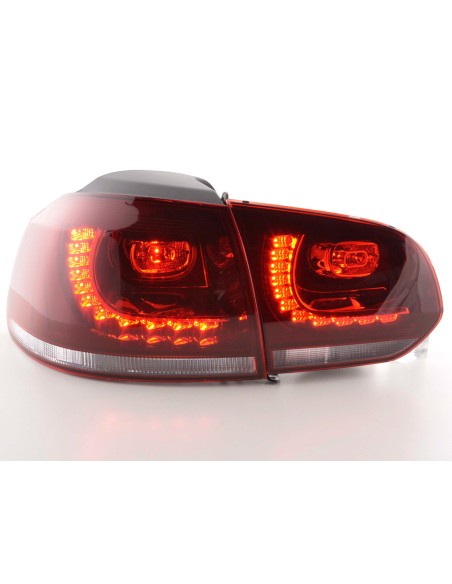 Fanali posteriori a LED set VW Golf 6 tipo 1K 2008-2012 rosso / aspetto GTI trasparente