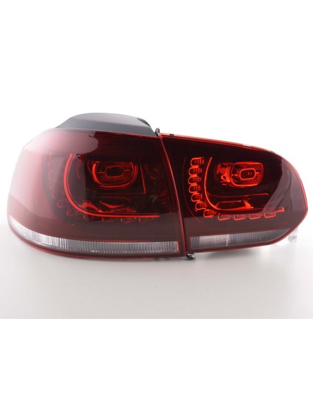 Fanali posteriori a LED set VW Golf 6 tipo 1K 2008-2012 rosso / aspetto GTI trasparente