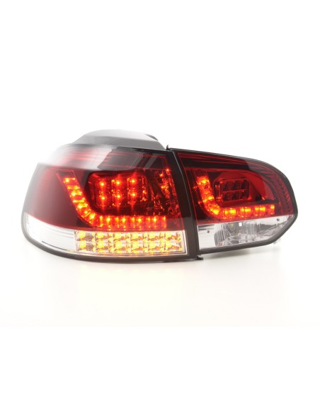 Fanali posteriori a LED set VW Golf 6 tipo 1K 2008-2012 rosso / trasparente con indicatori LED per guida a destra