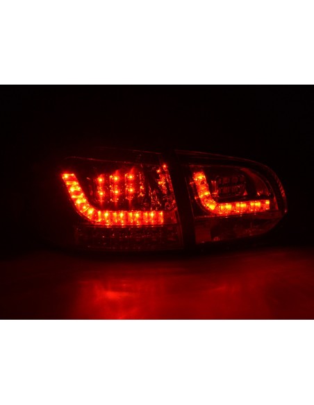 Fanali posteriori a LED set VW Golf 6 tipo 1K 2008-2012 rosso / trasparente con indicatori LED per guida a destra