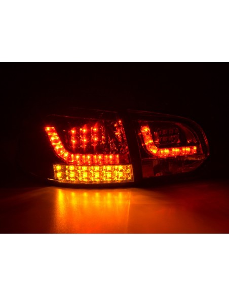 Fanali posteriori a LED set VW Golf 6 tipo 1K 2008-2012 rosso / trasparente con indicatori LED per guida a destra