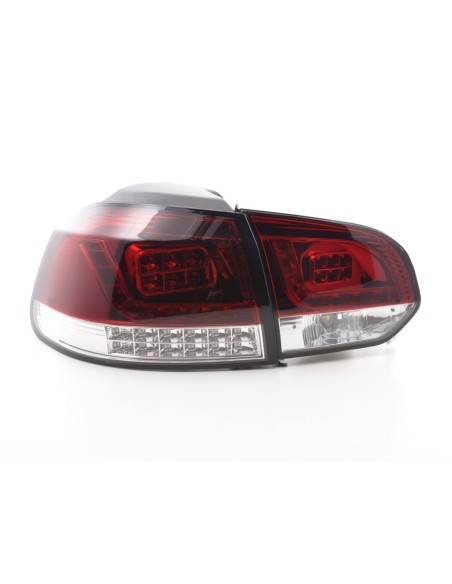 Fanali posteriori a LED set VW Golf 6 tipo 1K 2008-2012 rosso / trasparente con indicatori LED per guida a destra