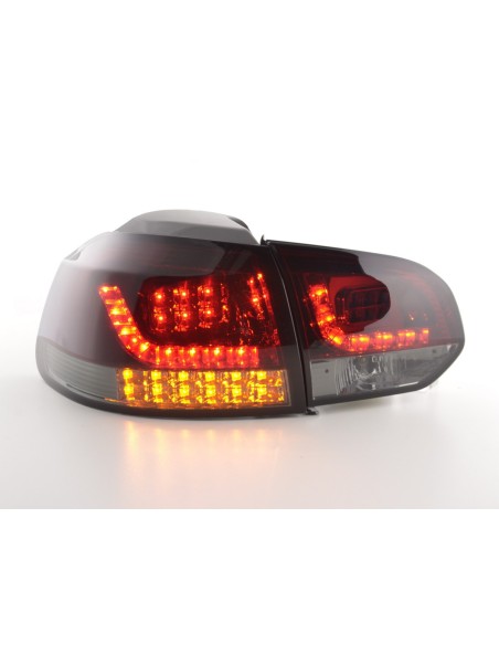 Set fanali posteriori a LED VW Golf 6 tipo 1K 2008-2012 rosso / nero con indicatori LED per guida a destra
