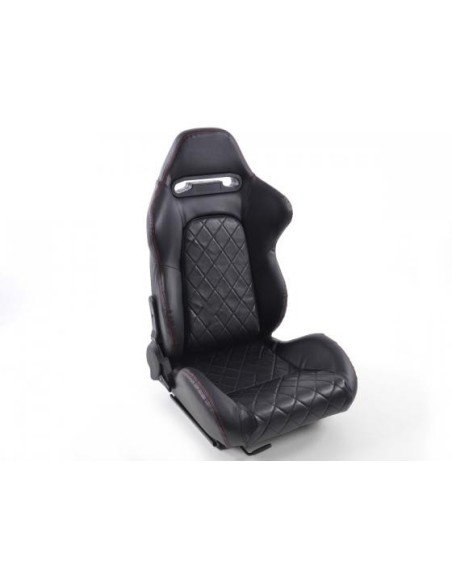 Sedili sportivi FK Sedili semigusci automatici Set in pelle sintetica Detroit con binari di scorrimento neri