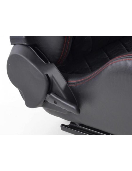 Sedili sportivi FK Sedili semigusci automatici Set in pelle sintetica Detroit con binari di scorrimento neri