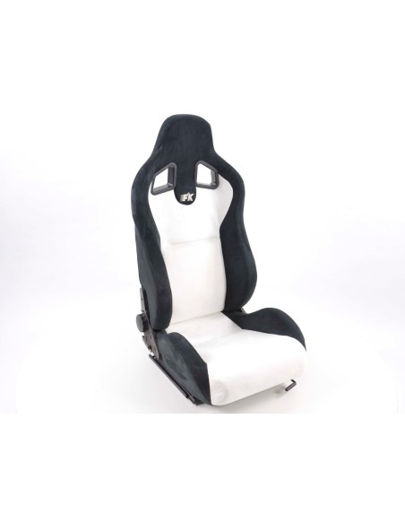 Sedili sportivi FK Seggiolini auto semiguscio Set Columbus pelle sintetica bianco / nero con binari di scorrimento