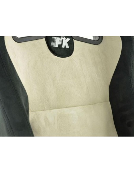 FK sedili sportivi sedili semiguscio auto Set Columbus pelle sintetica beige / nero con binari di scorrimento