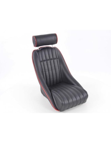 FK Oldtimersitze Sedili avvolgenti per auto Set Montgomery in un look retrò nero / rosso