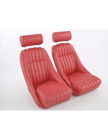 FK Oldtimersitze Sedili avvolgenti per auto Set Montgomery in look retrò rosso