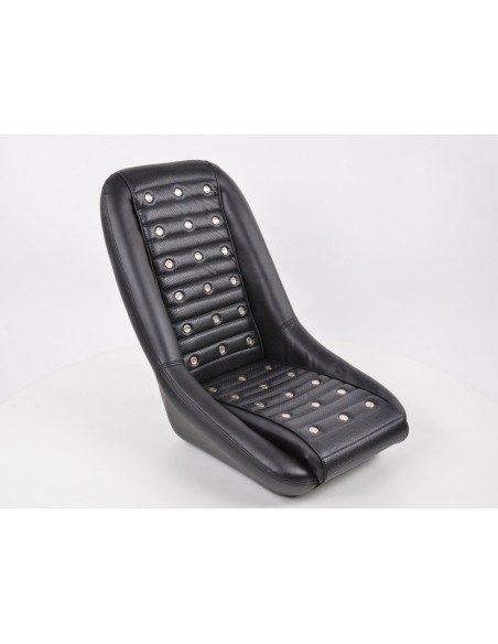 FK Oldtimersitze Sedili avvolgenti per auto Set Classic 1 in finta pelle nera con poggiatesta senza binari di scorrimento