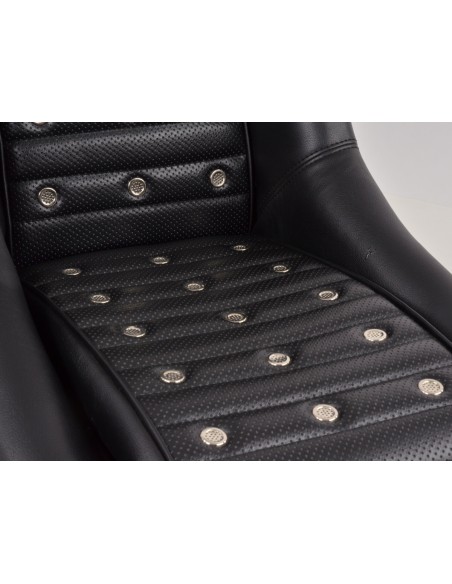 FK Oldtimersitze Sedili avvolgenti per auto Set Classic 1 pelle artificiale nera senza poggiatesta senza binari di scorrimento