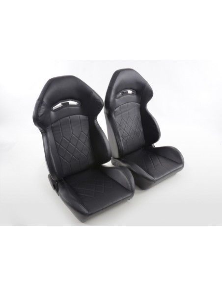 Sedili sportivi FK set sedili semigusci automatici in pelle sintetica con cuciture nere