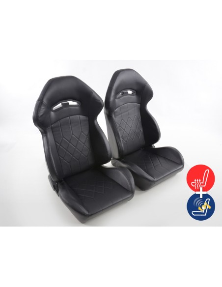 FK sedili sportivi set di sedili semiguscio per auto in pelle sintetica nera con riscaldamento e massaggio