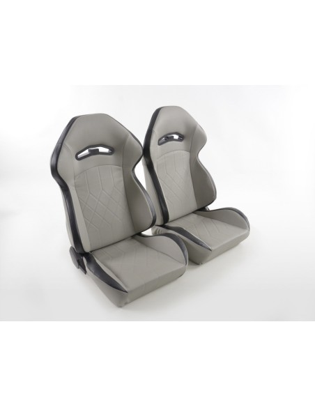 Sedili sportivi FK set sedili semigusci automatici in pelle sintetica con cuciture nere
