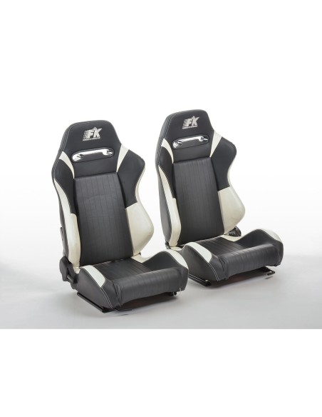 FK sedili sportivi set di sedili semigusci per auto in finta pelle Frankfurt nera / bianca