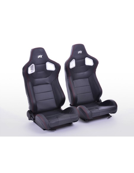 Sedili sportivi FK Sedili semiguscio per auto Set Stoccarda in similpelle nera carbon look