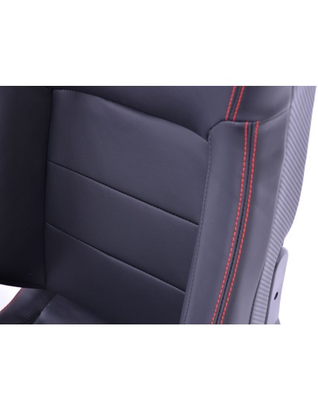 Sedili sportivi FK Sedili semiguscio per auto Set Stoccarda in similpelle nera carbon look