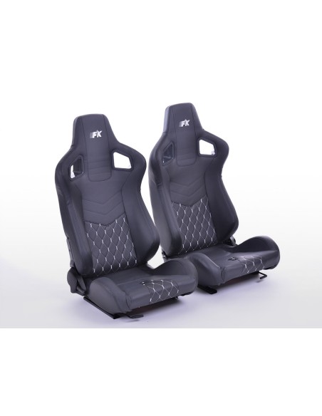 Sedili sportivi FK Seggiolini auto semiguscio Set Stoccarda in finta pelle nera
